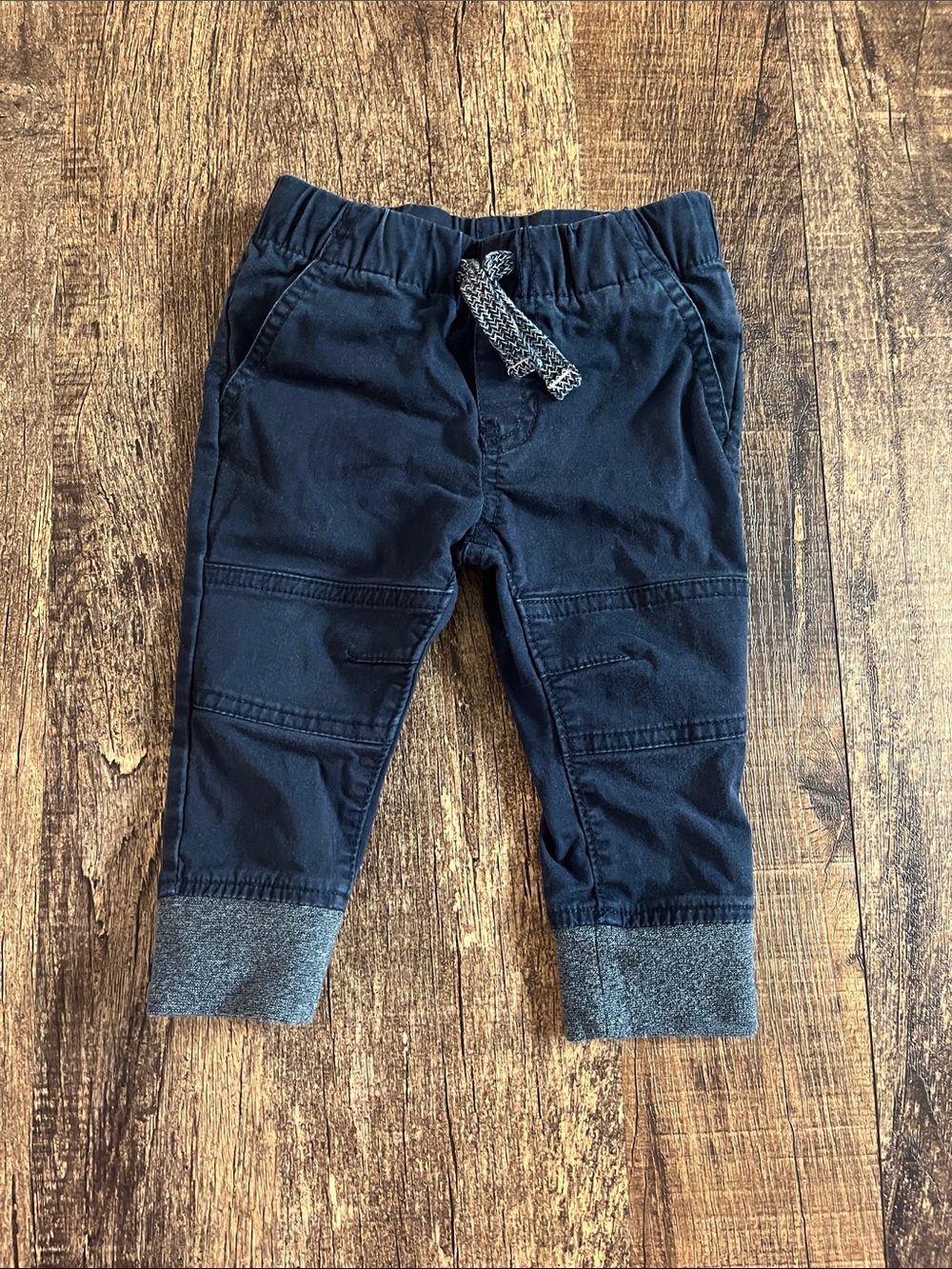 Cat & Jack Navy Joggers with Gray Cuffs